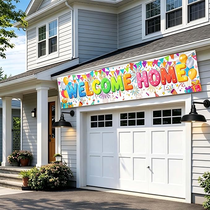 Welcome Home Banner Sign for Front Door Porch, 6x1.3 ft Long Narrow Welcome - Image 4