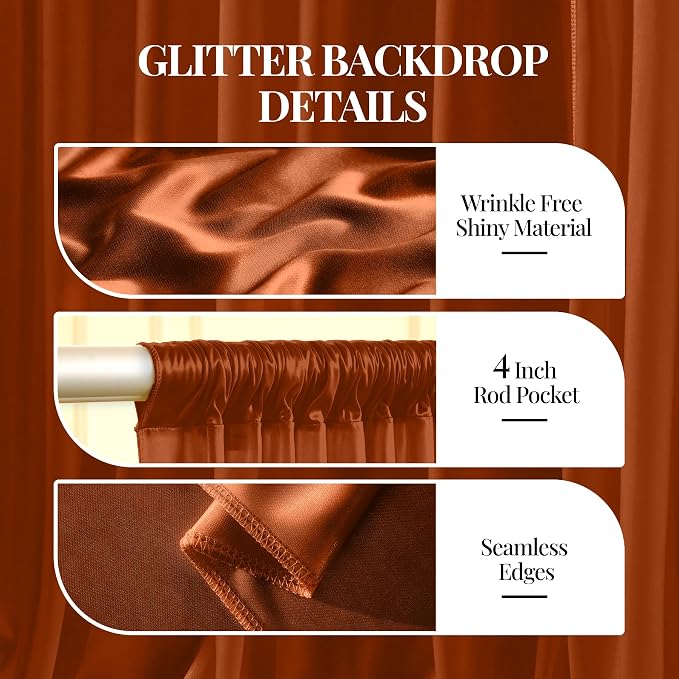 10x10 ft Terracotta Glitter Backdrop Curtain - Image 2