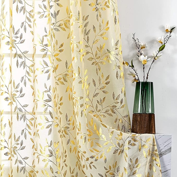 Sutuo Home Beige Sheer Curtains 72 Inch Length 2 Panels Set, Privacy Voile by SutuoHome