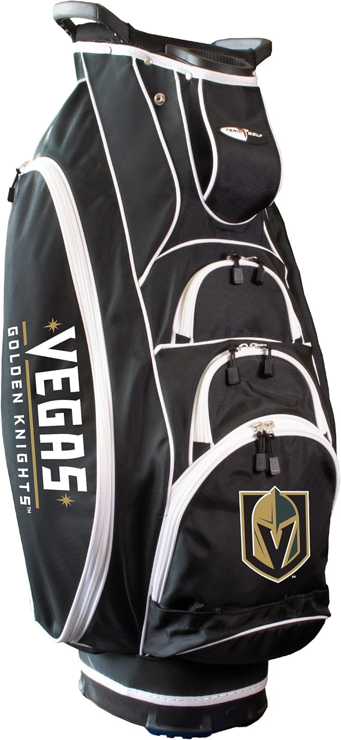 Team Golf NHL Vegas Golden Knights Albatross Golf Bag Lightweight, 10-Way Club Divider, Spring Action Stand, Insulated Cooler Pocket, Velcro Glove and Umbrella Holder & Lift Assist Handles