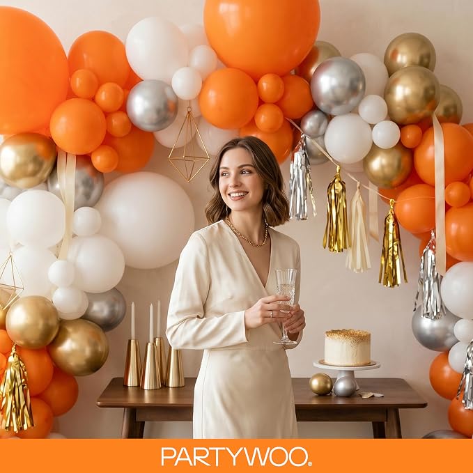 PartyWoo Orange Balloons 128pcs Different Sizes of 18 12 10 5 Inch Matte Fall - Image 9