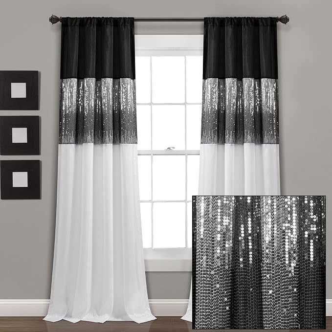 Lush Decor Night Sky Window Curtain Panel, Single 42"W x 95"L Black & White - Image 7