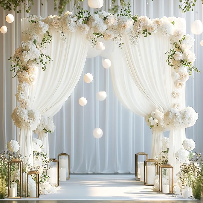Asee'm Ivory Backdrop Curtains Drapes - Image 5