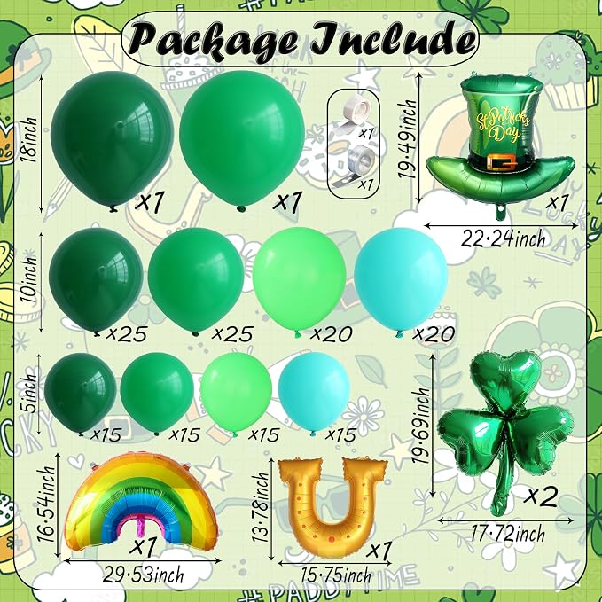 160Pcs St Patricks Day Green Balloons Arch Garland Kit | Lucky Shamrock - Image 2