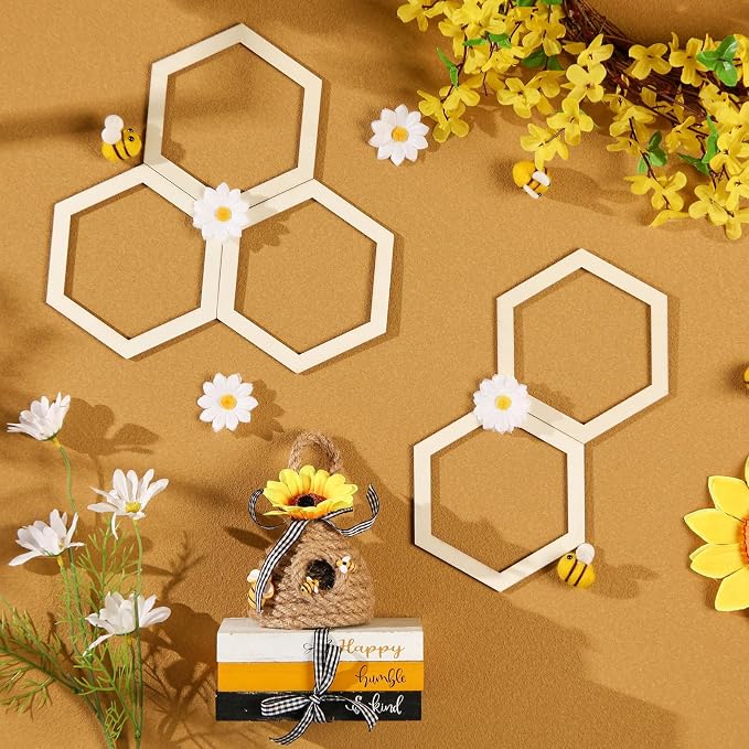Gerrii 36 Pcs 4. 7 Inch Honeycomb Decorations Unfinished Wooden Hexagon Wall - Image 3