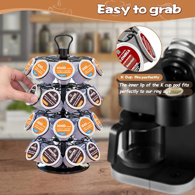 K Cup Holder, 4-Tier Coffee Pod Holder Storage Organizer Stand, Holds 36 Pods | - Image 5