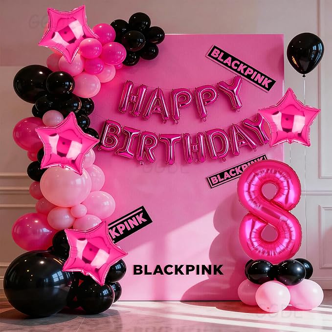 Happy Birthday Balloon Banner Hot Pink Star Balloons Pink Themed 25 Pcs | 16 - Image 5