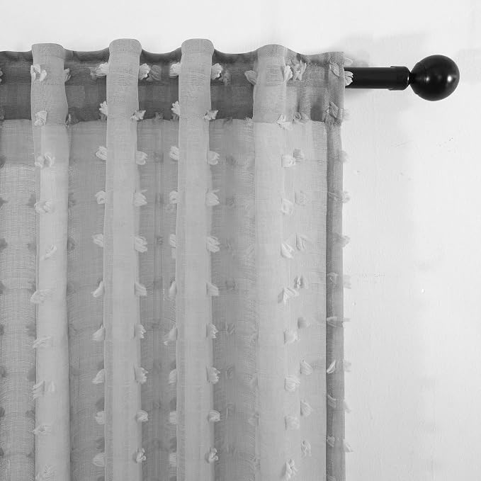 KOUFALL 63 Inch Length 2 Panels Light Grey Curtains - Image 7