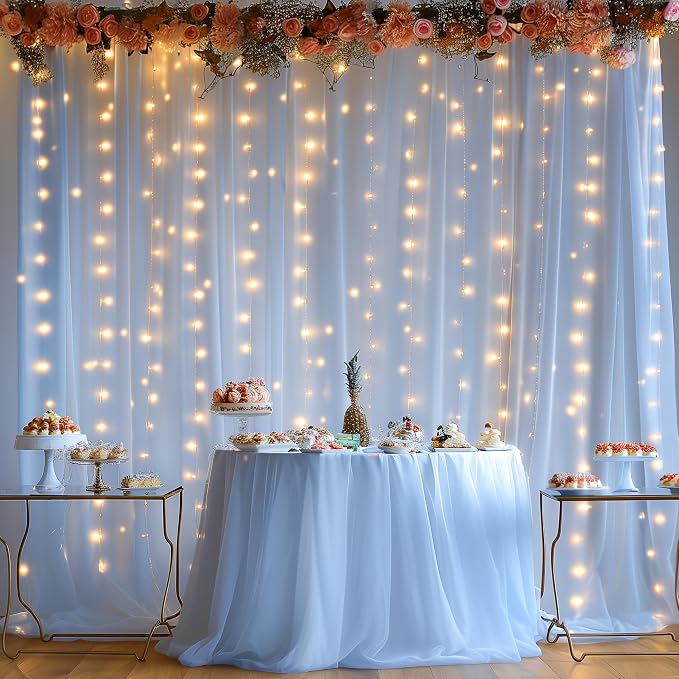 10x8ft Baby Blue Tulle Backdrop Curtain - Image 4