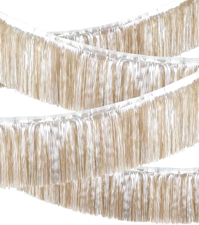 Premium Matte Champagne Gold Fringe Tassel Garland Banner -4 Layers Thick by LILF