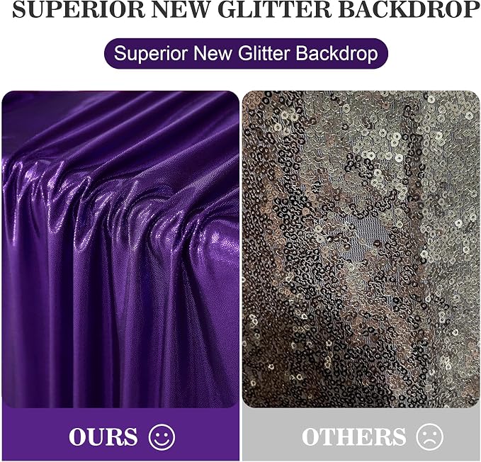 10x10ft Thick Purple Glitter Backdrop Curtain Panels - Image 7