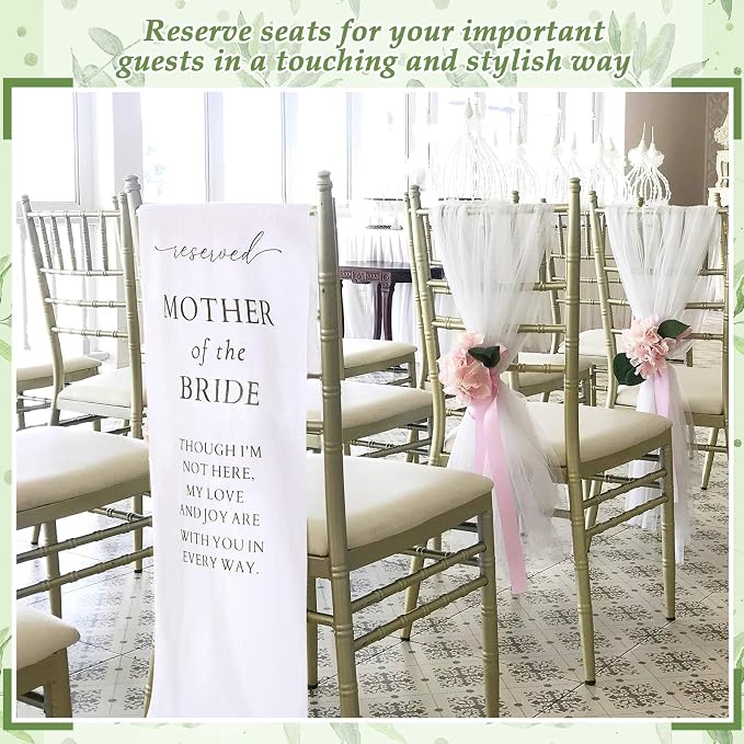 HunnmingRe Mother of the Bride Wedding Memorial Reserved Chair Sign Banner in - Image 6