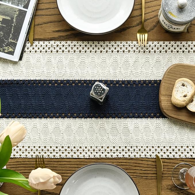 Artoid Mode Dark Blue Farmhouse Rustic Table Runner 12x108 Inch | Seasonal - Image 3