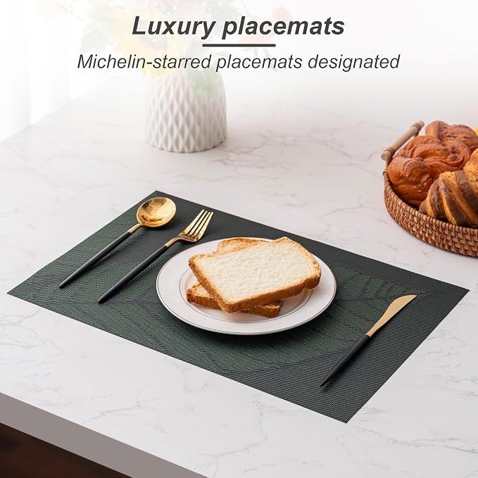 Placemats Set of 6 Washable Indoor | Outdoor Vinyl Place Mats - Image 5
