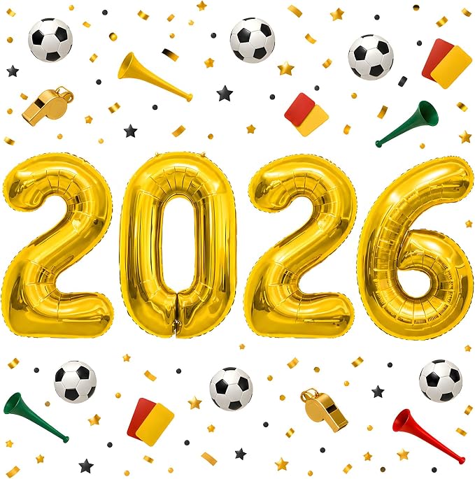 Soccer Party Decorations for World Game Cup 2026-2026 Numbers Gold Balloon 40 by OHOME