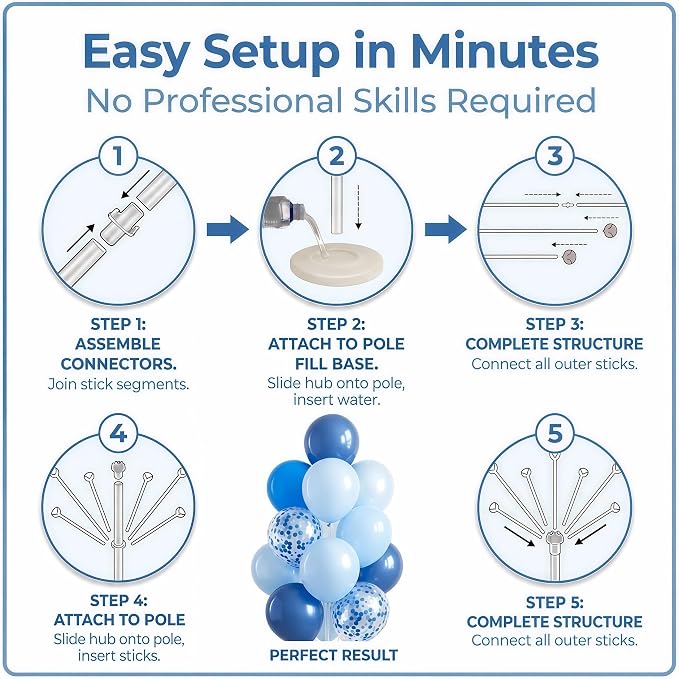 Chrome Blue Balloon Column Kit - Image 3