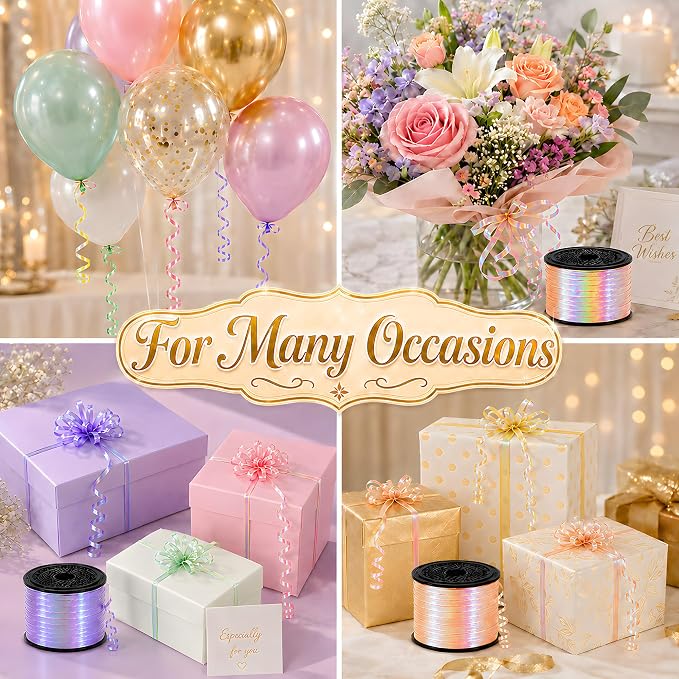 BEISHIDA 6 Assorted Colors Shiny Curling Ribbons Balloon String Ribbons - Image 3