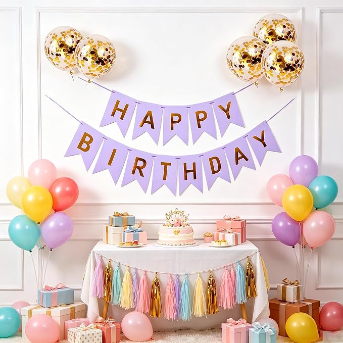Happy Birthday Banner Sign Bunting Hanging Decorations - Image 2