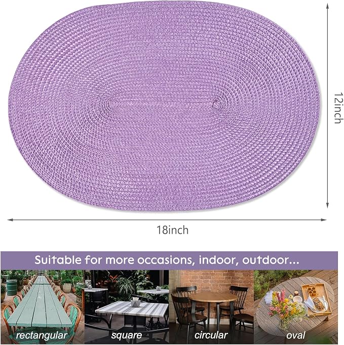 AHHFSMEI Placemats Set of 4 for Dining Table Washable Woven Non-Slip 18x12 - Image 2