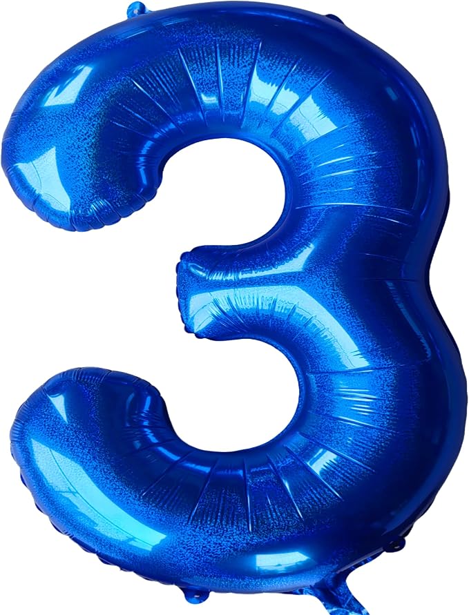 Jonhamwelbor 40 Inch Laser Blue Number 3 Balloon Foil Mylar Giant Balloon by Jonhamwelbor