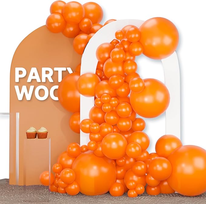 PartyWoo Orange Balloons 120pcs Fall Latex Helium Balloons Different Sizes | 18 by PartyWoo