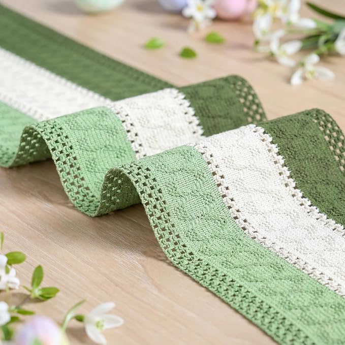 Artoid Mode Sage Beige Green Farmhouse Rustic Table Runner 12x36 Inch | Holiday - Image 6
