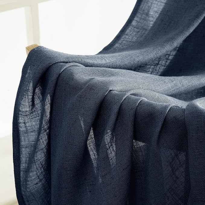 MIULEE Navy Blue Linen Curtains 52x54 Inch 2 Panels - Image 6