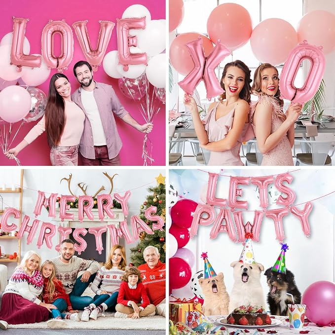 26 Pcs Pink Letter Balloons, 16 Inch Foil Alphabet Letter Balloons, Letter A-Z - Image 7