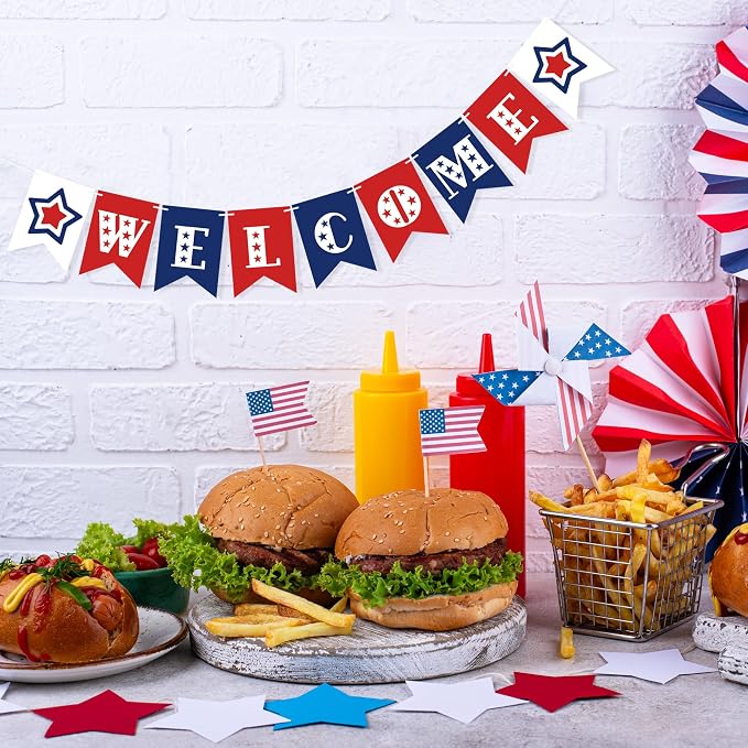 Patriotic Welcome Banner for 4th of July Decorations | Welcome Decorations for - Image 5