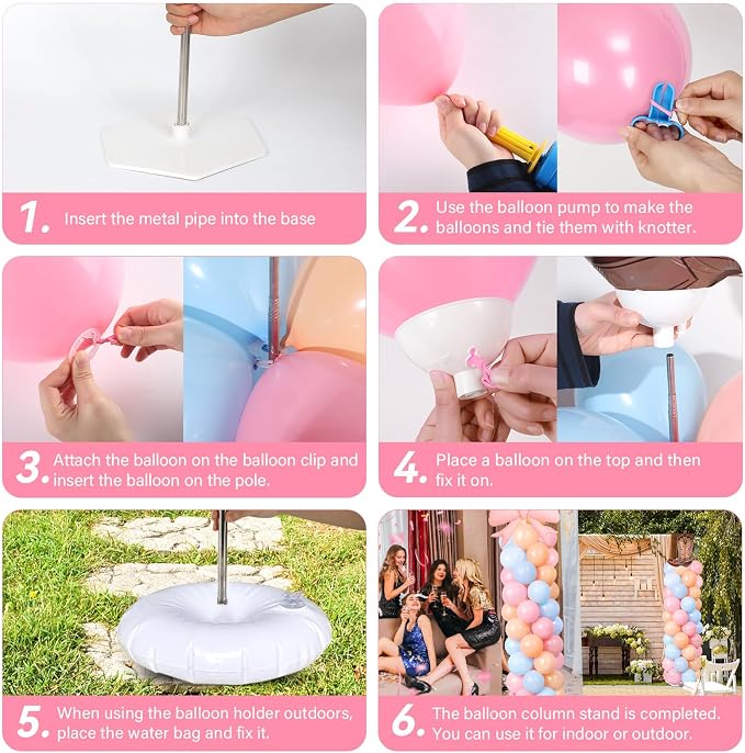 2 Sets Boots or Bows Gender Reveal Decoration Balloon Column Stand Kit - Image 4