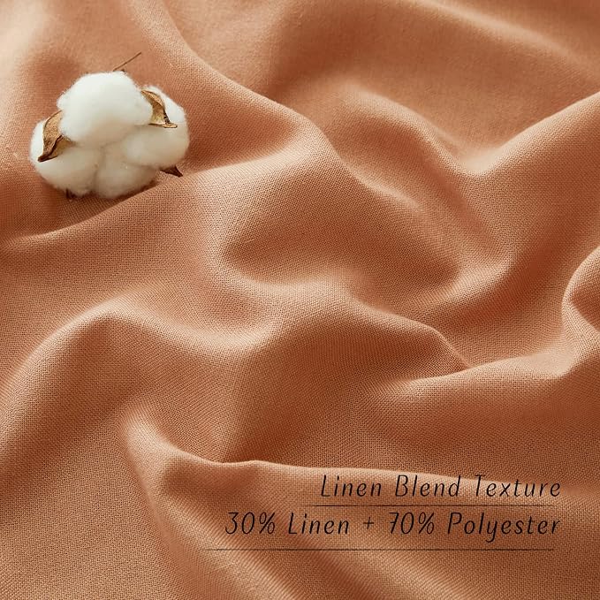 NICETOWN Burnt Orange Linen Kitchen Curtains 36 inch Length, Decorative Thick - Image 2