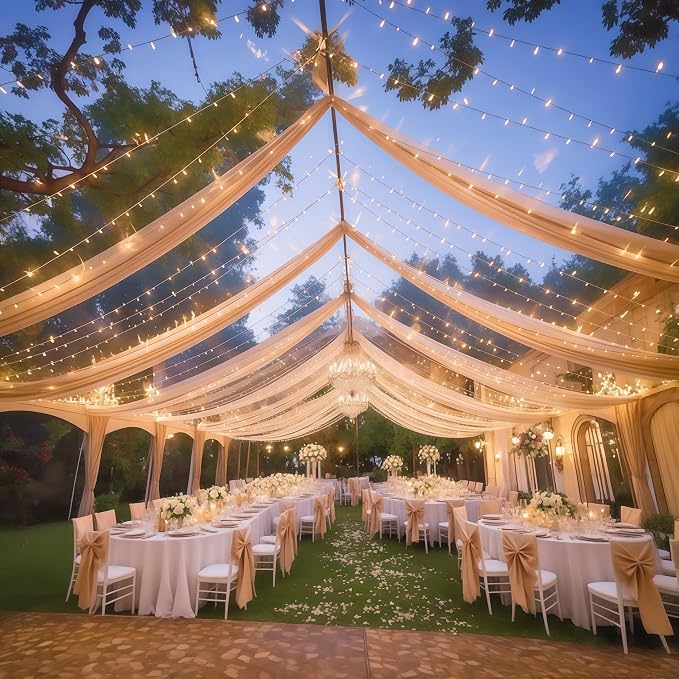 6 Panels Deep Champagne Ceiling Curtains - Image 7