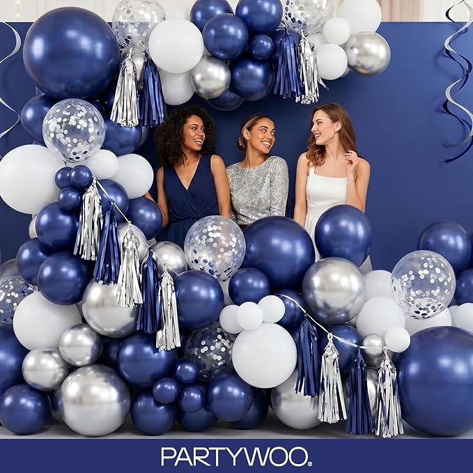 PartyWoo Navy Blue Balloons 145pcs Dark Blue Color Different Sizes | 18 12 10 5 - Image 5