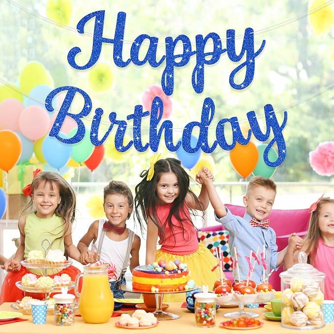 Glitter Happy Birthday Banner Sign Birthday Garland Wall Door Banners Flag - Image 2