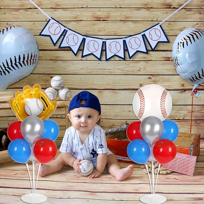 4 Sets Baseball Party Balloons Stand Kit, Baseball Party Balloon Centerpiece - Image 4