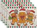 Gingerbread Man Christmas Placemats Set of 4 Candy Cane Xmas Seasonal Holiday by Wnoesat