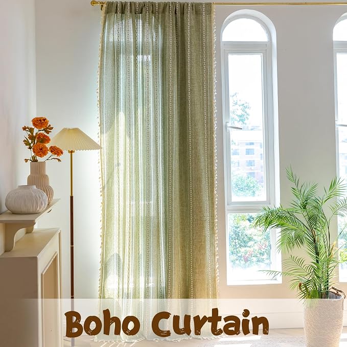 Sutuo Home Boho Curtains for Bedroom Living Room 108 Inches Long, Light - Image 7