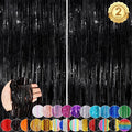 Black Fringe Curtain Party Streamers 2Pack 3.3x8.3 Ft Foil Fringe Backdrop by UWPVOWSR