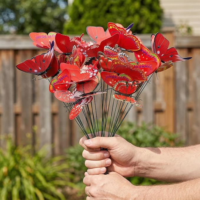 30PCS Red Butterfly Decor Artificial Butterflies - Image 8