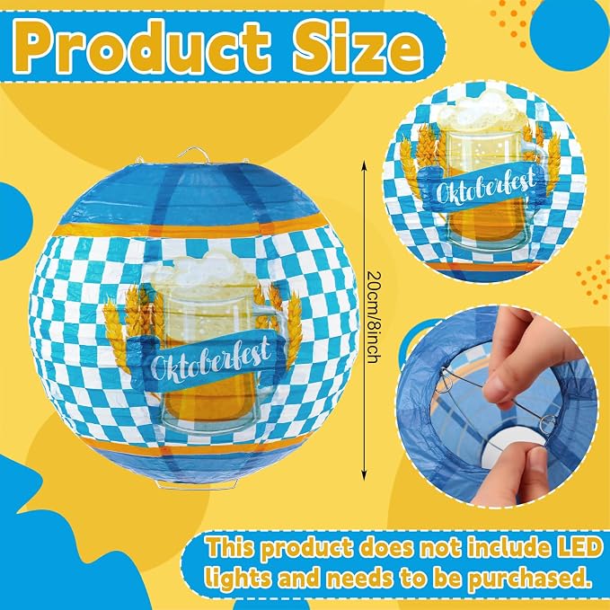 Panelee 12 Pcs Oktoberfest Paper Lanterns Oktoberfest Party Decorations 8 Inch - Image 2