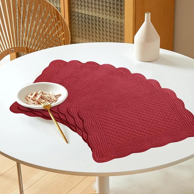 HOMBYS Quilted Placemats Set of 6 Washable-13x18 inches Rectangular Placemats - Image 8