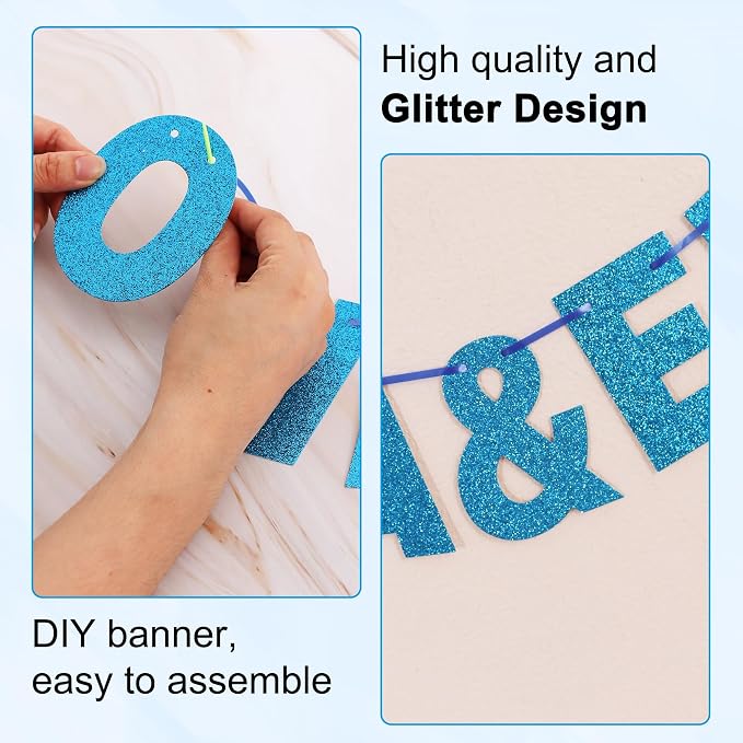 BEISHIDA Glitter Sky Blue 116 PCS A-Z DIY Letter Custom Banner Party Decor | - Image 2