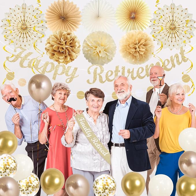 Vlipoeasn Champagne Gold Retirement Decorations - Image 8