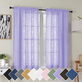 Simplebrand Lavender Semi Sheer Curtains 54 Inch Length 2 Panels, Geometric by Simplebrand
