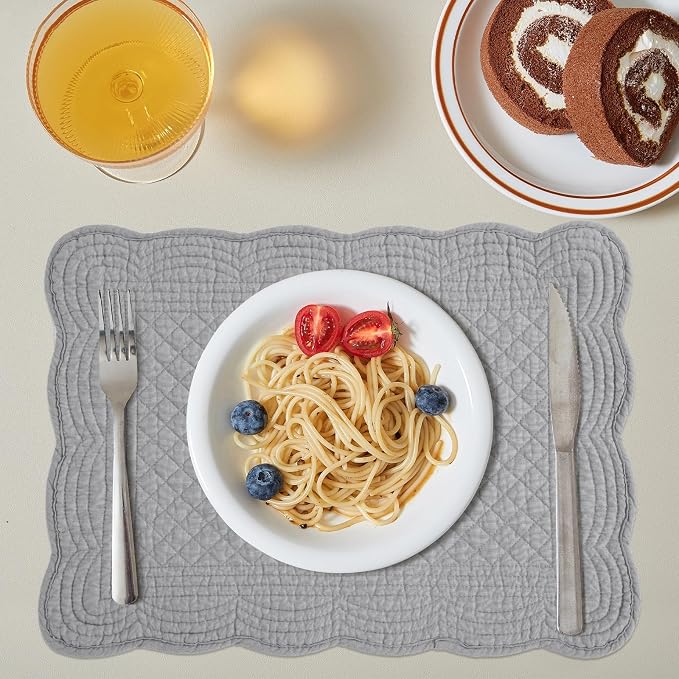 HOMBYS Quilted Placemats Set of 6 Washable-13x18 inches Rectangular Placemats - Image 4