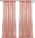 4×8FT-2PCS Rose Gold Sequin Backdrop Curtains Panels, Photography Backdrop by Pufogu