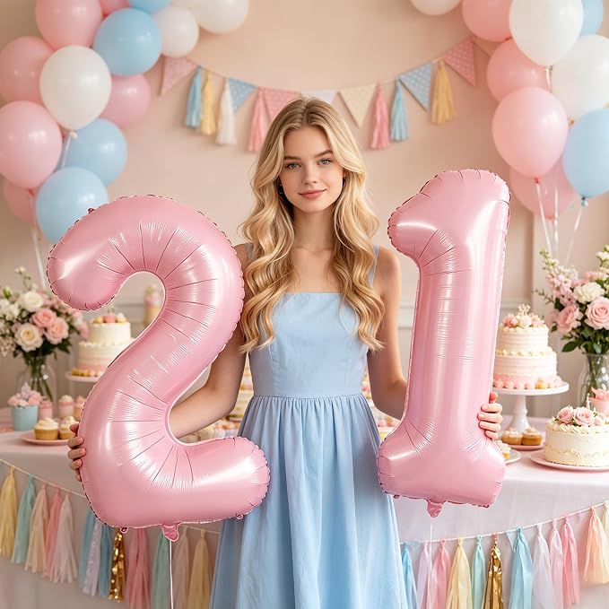TONIFUL 40 Inch Pastel Pink Number 2 Balloons Large Foil 2nd Birthday Decor | - Image 6