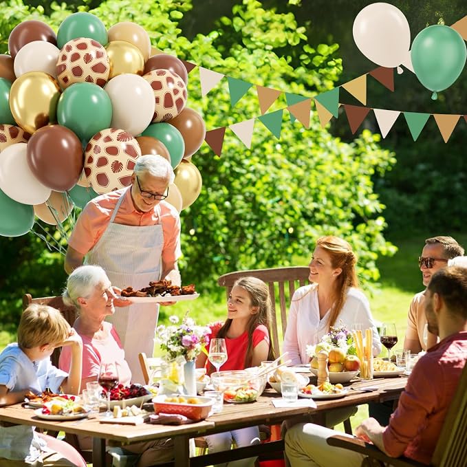 60pcs Safari Balloons, Sage Green Coffee Brown Light Brown Nude Sand White - Image 5