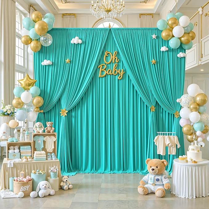 20x12 ft Turquoise Backdrop Curtains - Image 4
