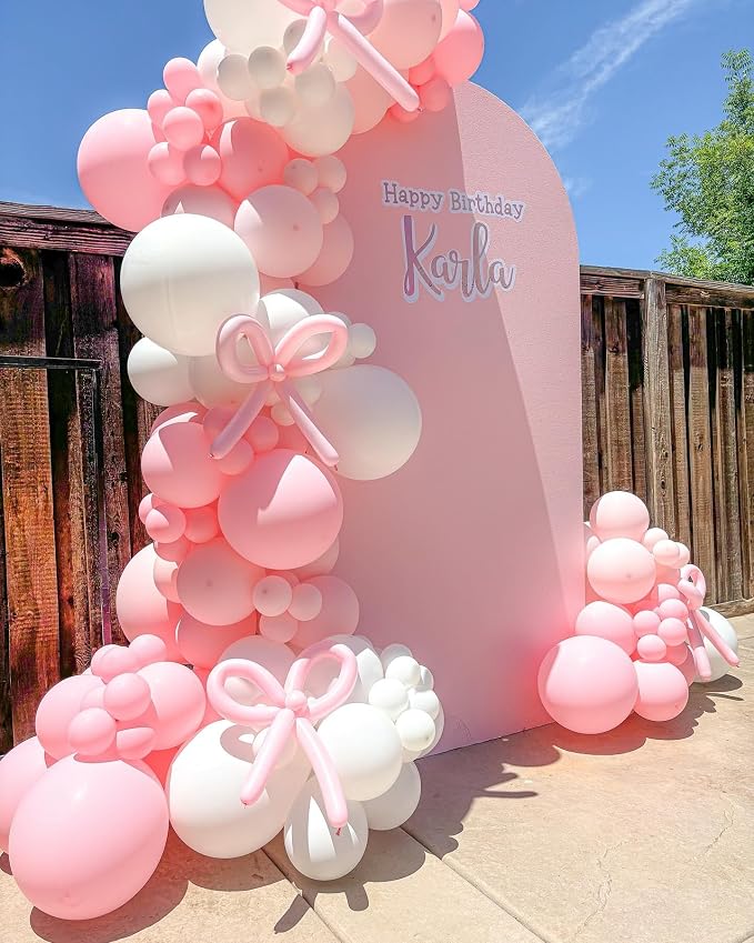 Bow Pink and White Balloon Arch Kit - Image 4